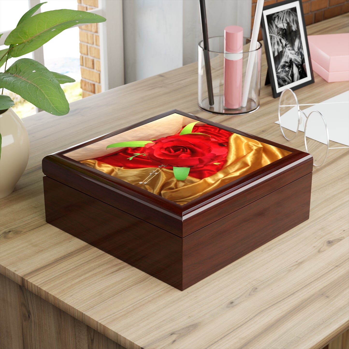 Jewelry Box with Ruby's on Top