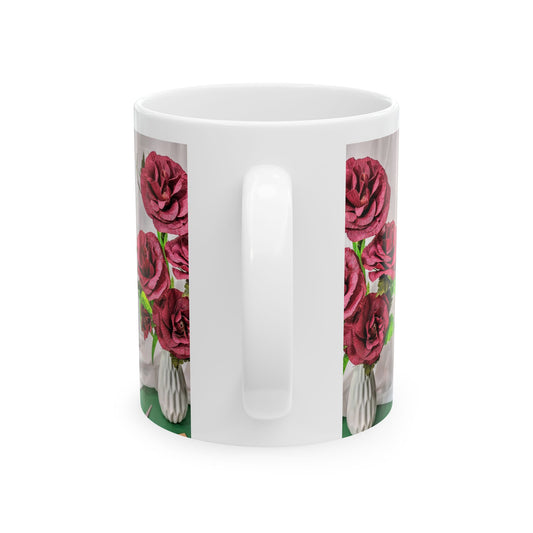 Ceramic Mug, (11oz, 15oz) with Roses