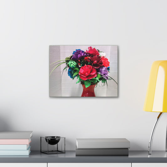 Canvas Stretched Wall Art - Vibrant Red Vessel, Brighten Your Day