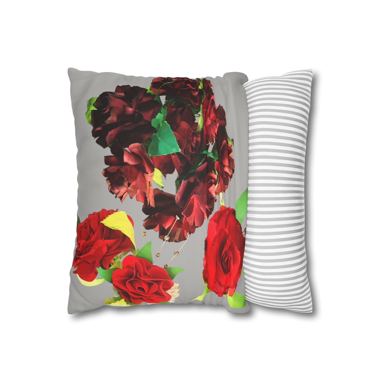 Square Pillowcase - Faux Suede Roses Fantasy Design