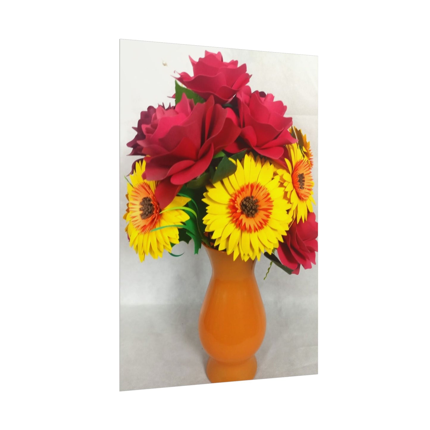 Poster Print Daisies and Ruby Red Roses