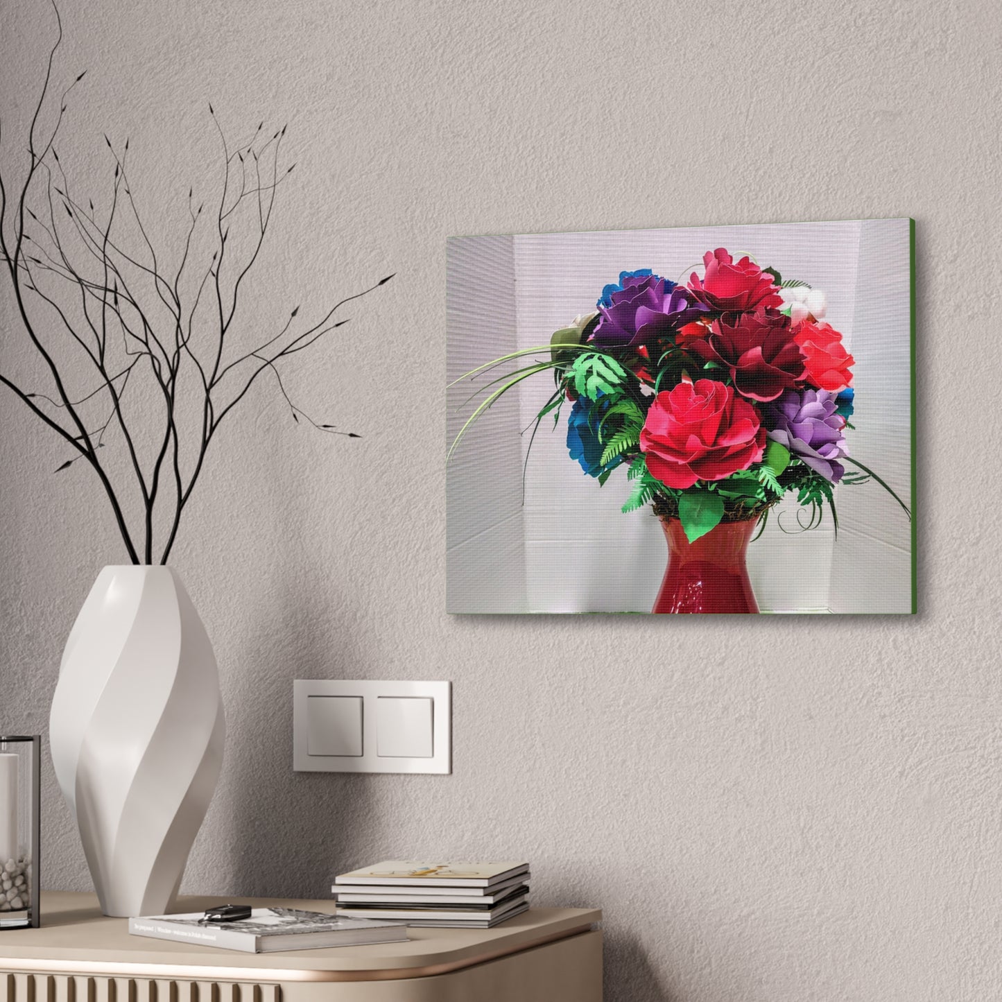 Canvas Stretched Wall Art - Vibrant Red Vessel, Brighten Your Day