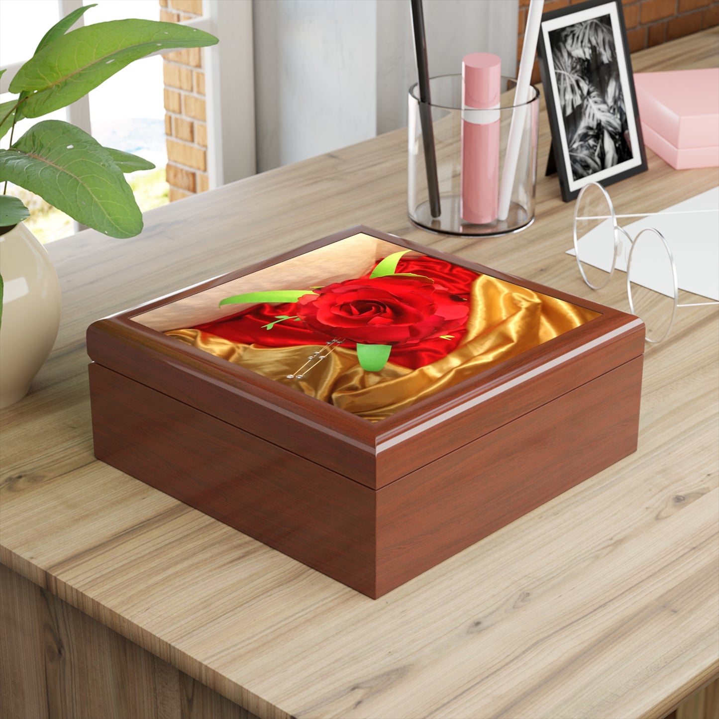 Jewelry Box with Ruby's on Top
