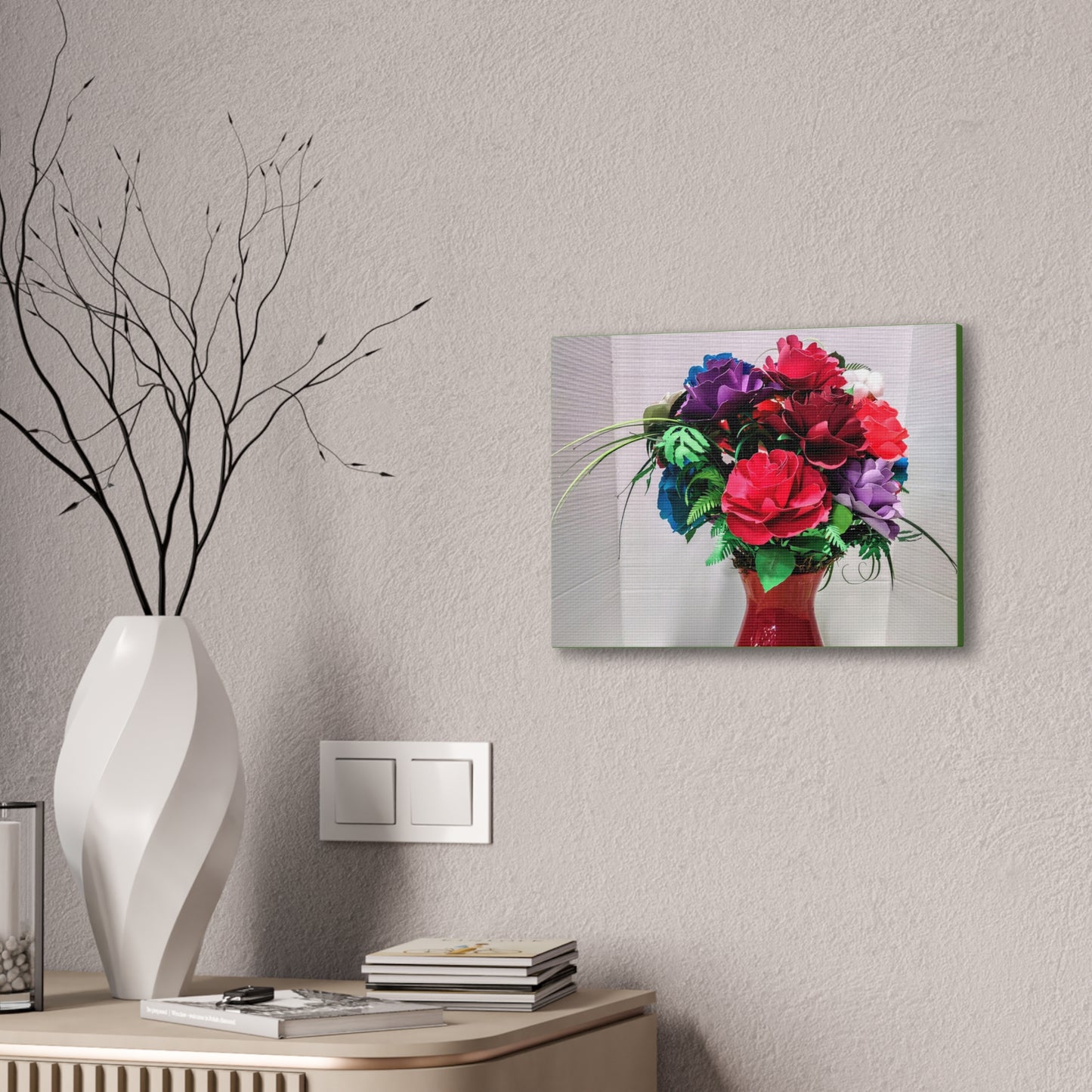Canvas Stretched Wall Art - Vibrant Red Vessel, Brighten Your Day