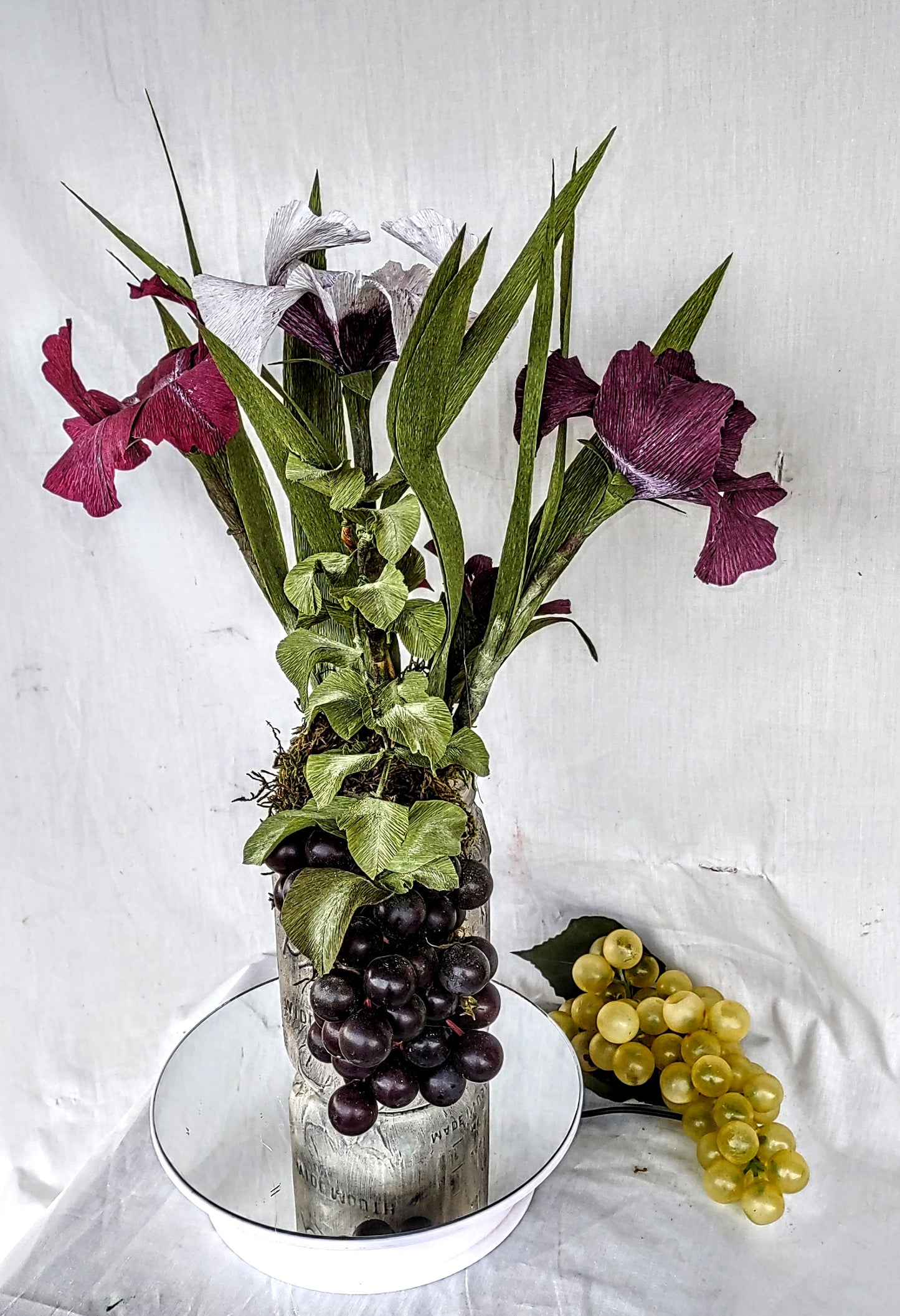 Mason Jar filled with Tulips and Grapes
