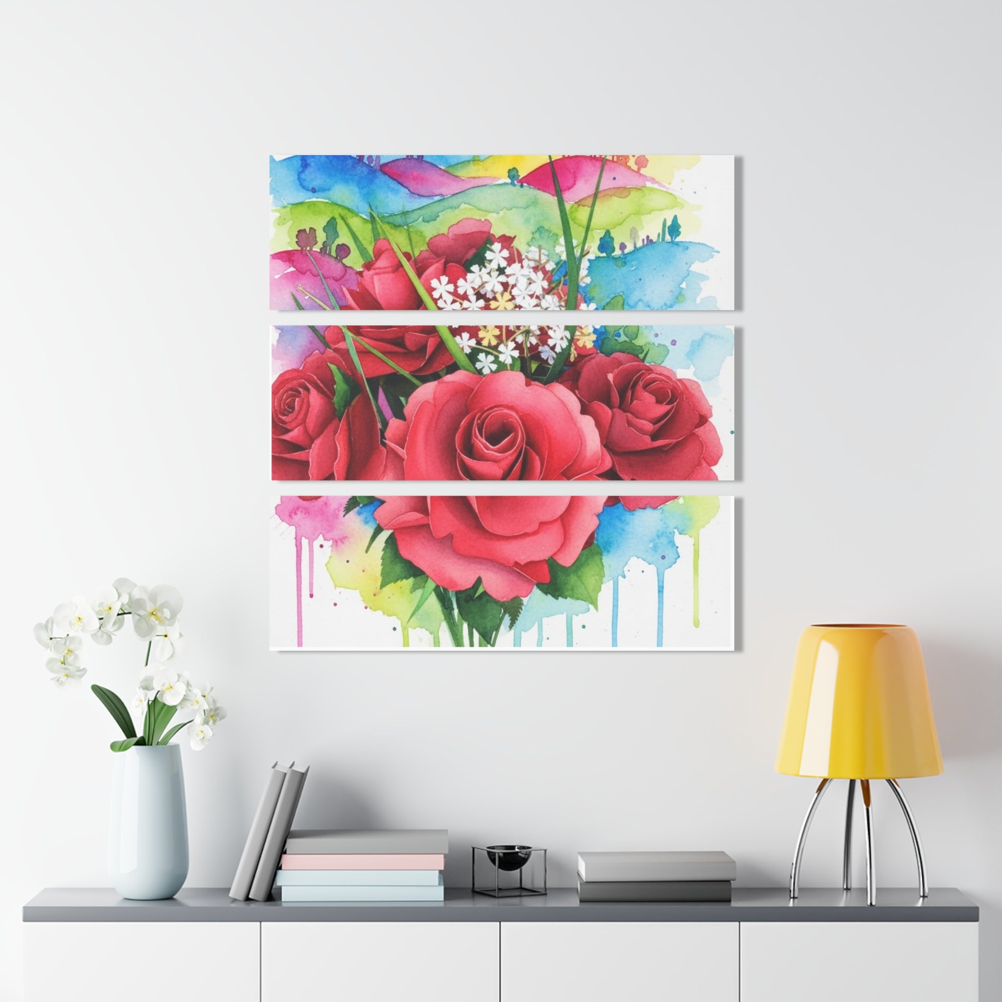 Ruby Red Roses Triptych Acrylic Print — Fine Art with Baby's