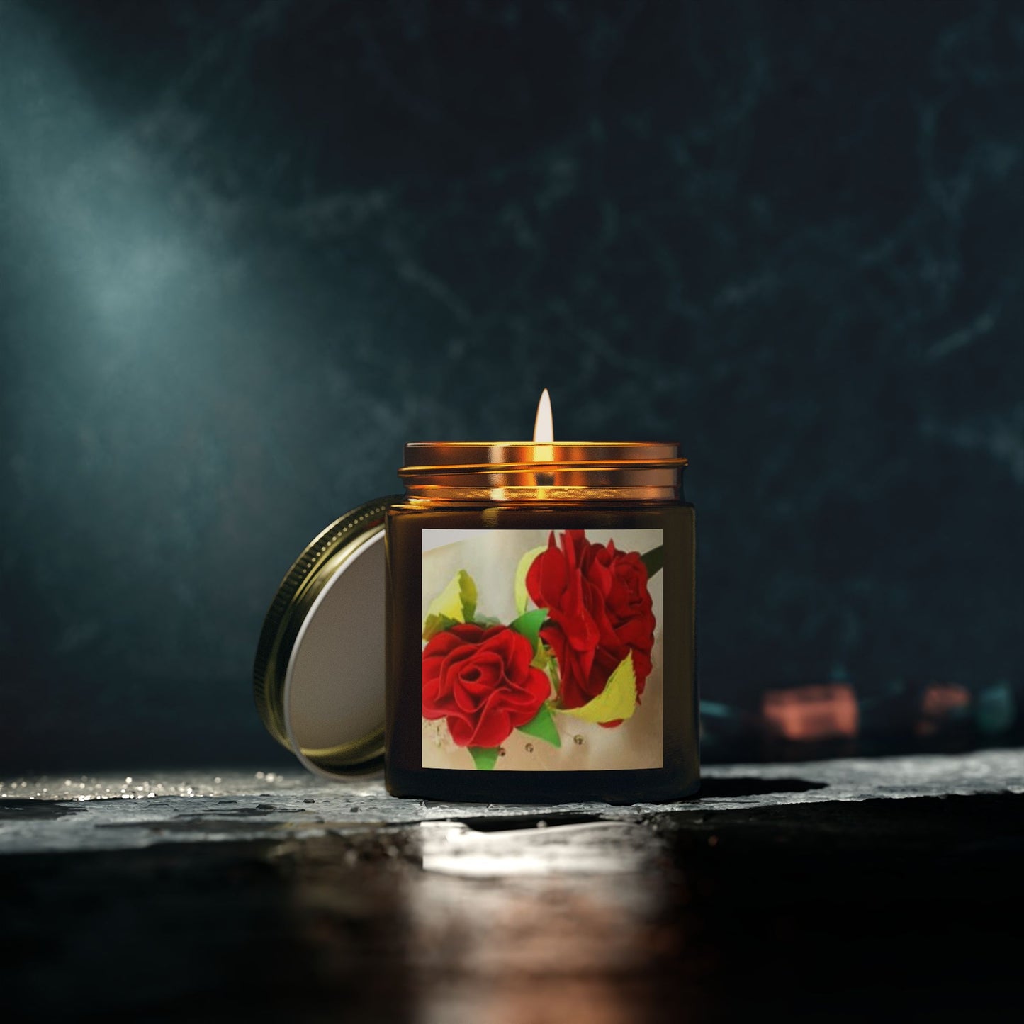 Scented Candles, Ruby Red Roses Floral Bouquet