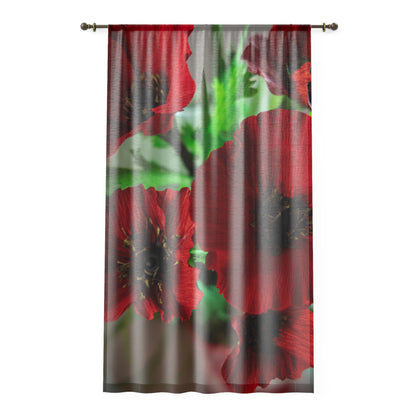 Window Curtain with Poppies