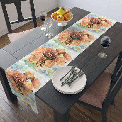 Floral Rose Watercolor Table Runner