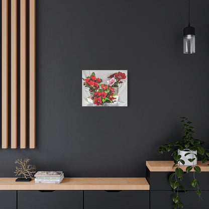 Canvas Wall Art - Plumerias and Cherries with a Anemones Bouquet