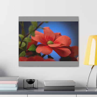 Canvas Art - Anemone in Dashing Red Colors, Handcrafted with Crepe Paper