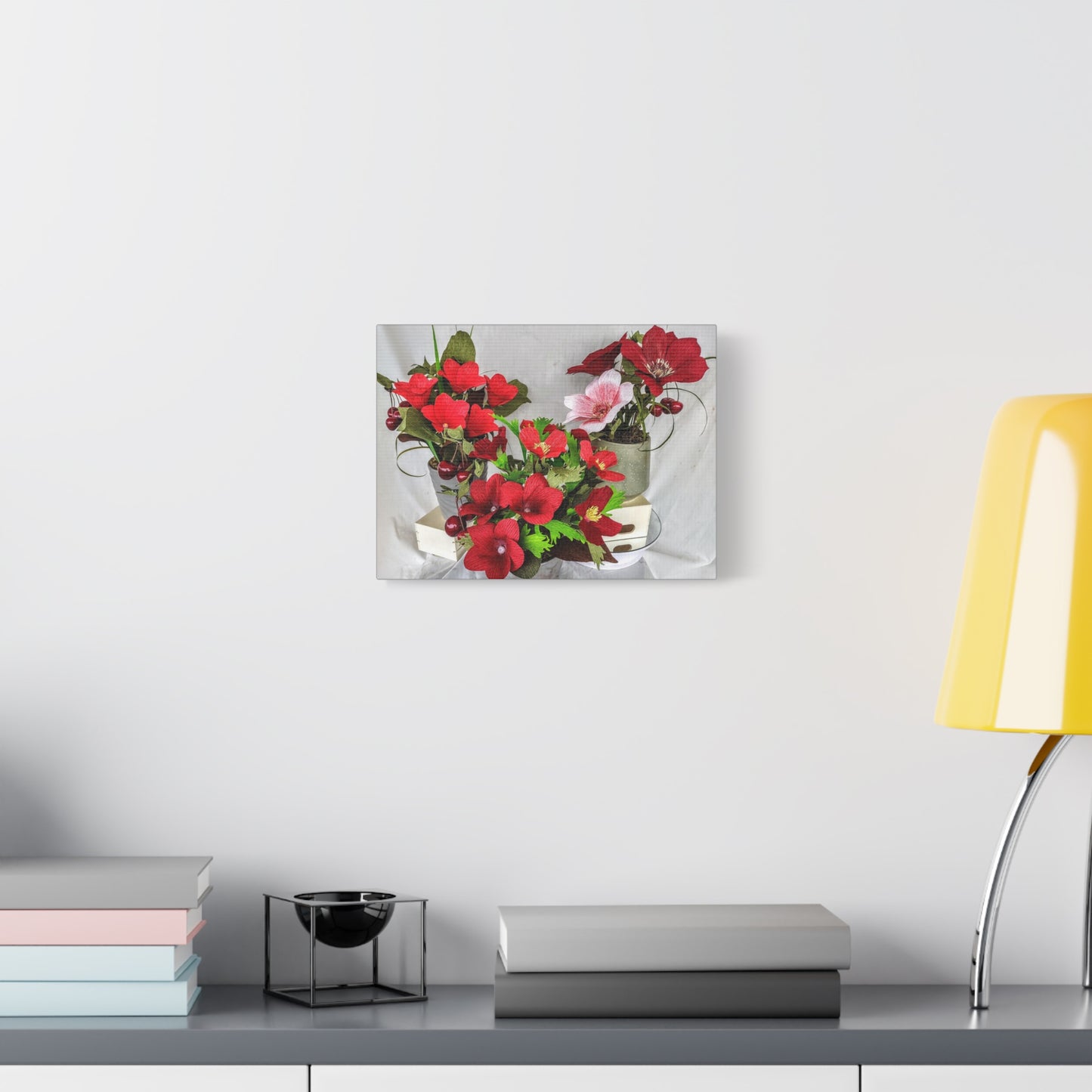 Canvas Wall Art - Plumerias and Cherries with a Anemones Bouquet