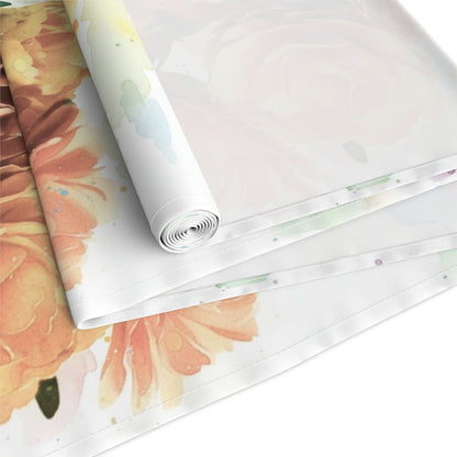 Floral Rose Watercolor Table Runner