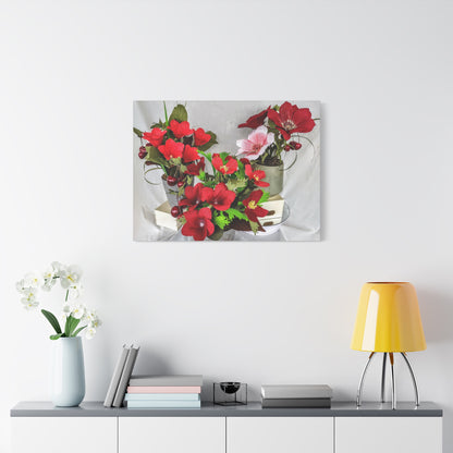 Canvas Wall Art - Plumerias and Cherries with a Anemones Bouquet