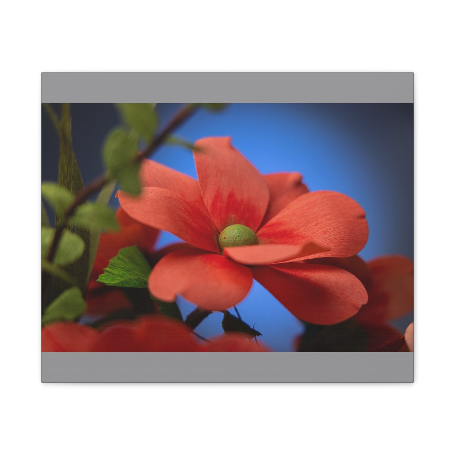 Canvas Art - Anemone in Dashing Red Colors, Handcrafted with Crepe Paper