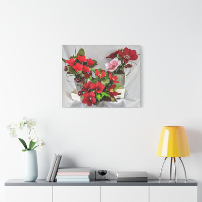 Canvas Wall Art - Plumerias and Cherries with a Anemones Bouquet