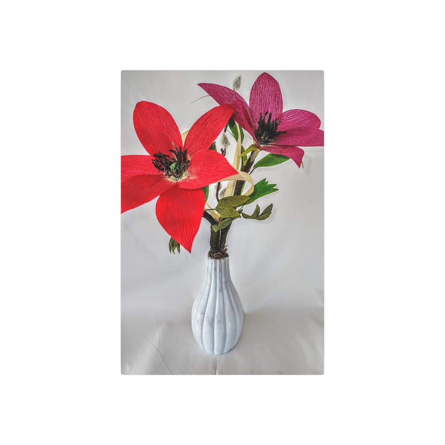 Metal Art Sign - Japanese Anemone Flower Vase