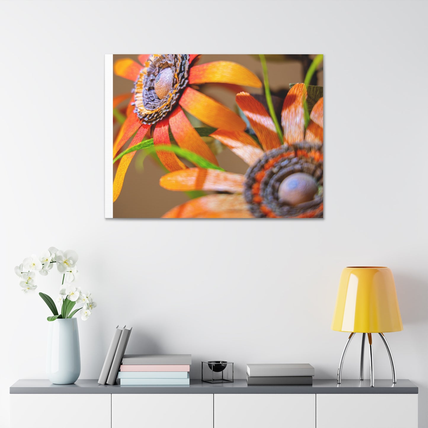 Canvas Stretched, Wall Art Orange Black Eyed Susan's Design