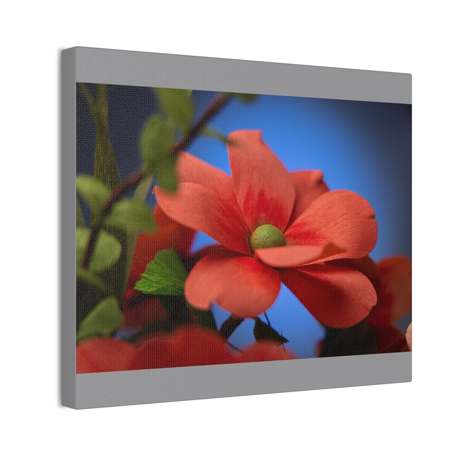 Canvas Art - Anemone in Dashing Red Colors, Handcrafted with Crepe Paper