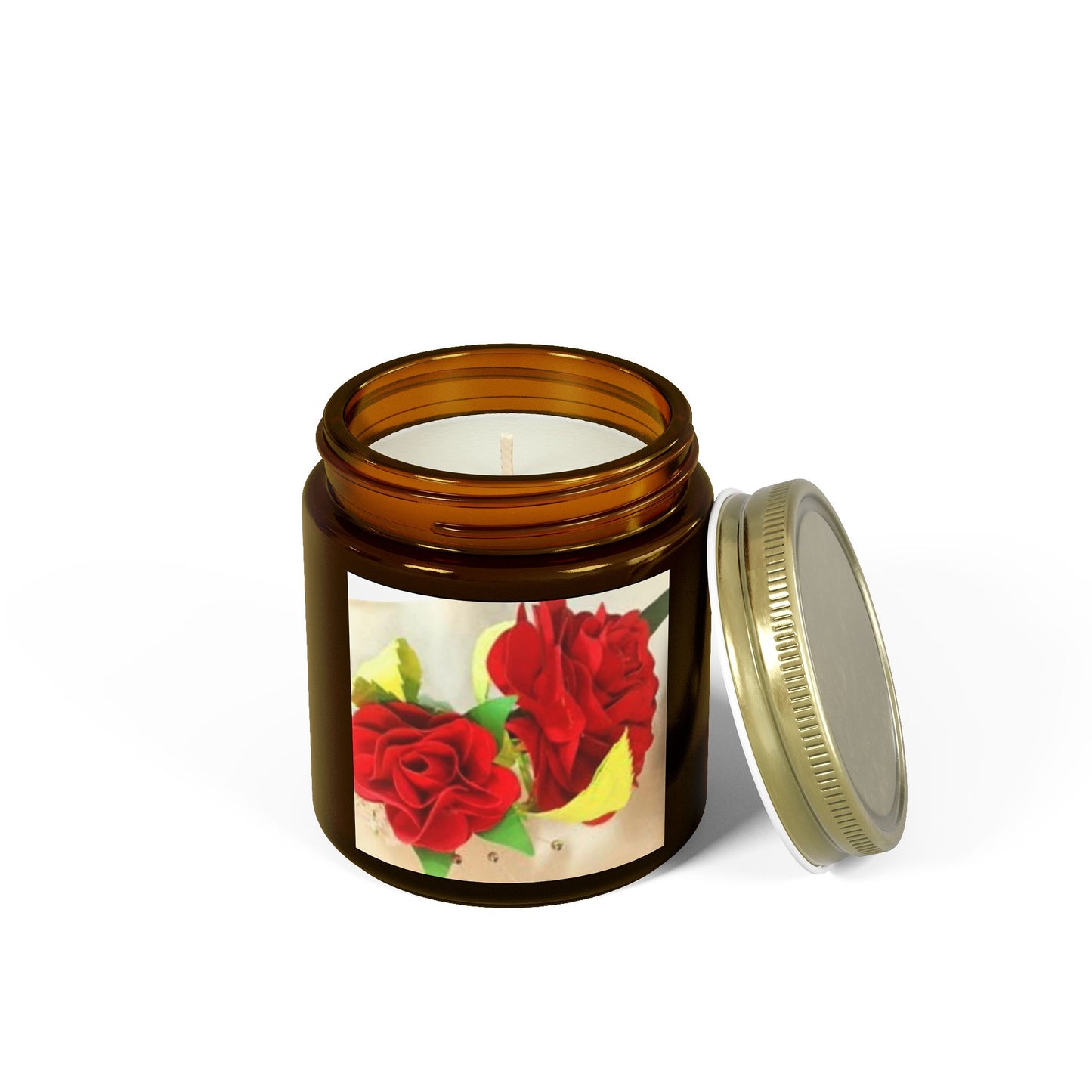 Scented Candles, Ruby Red Roses Floral Bouquet