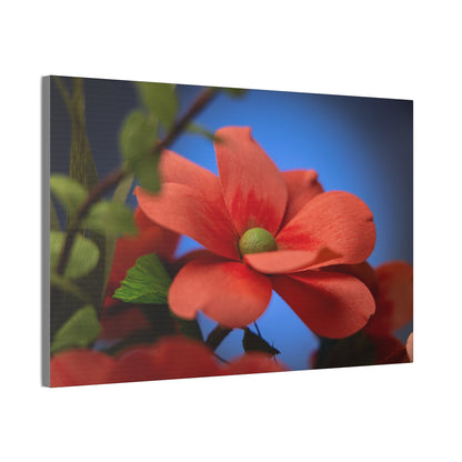 Canvas Art - Anemone in Dashing Red Colors, Handcrafted with Crepe Paper