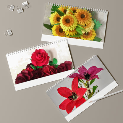 Desk Calendar - 12 month Calendar of Floral Arrangements Designed by tmax Designs 24