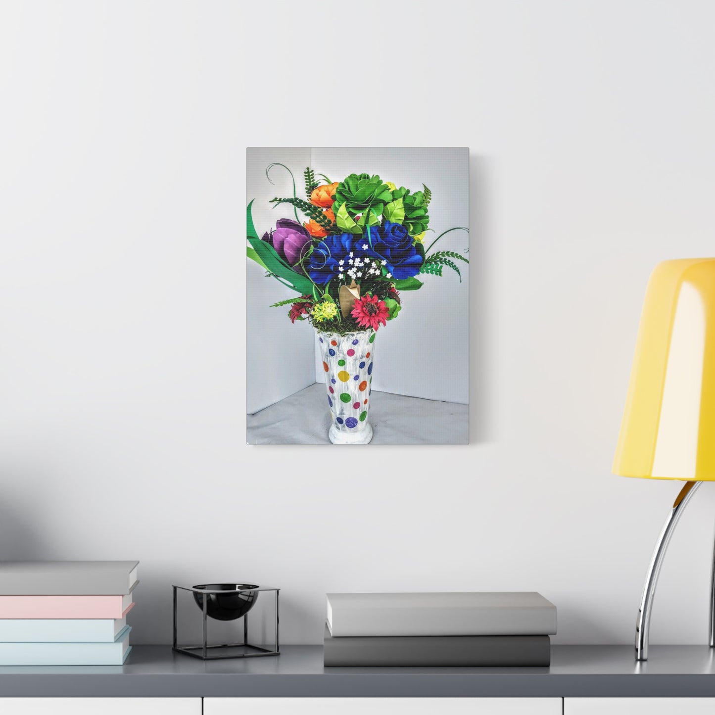 Canvas Print - Clown Colors and Assorted Flowers, Custom Paint Design