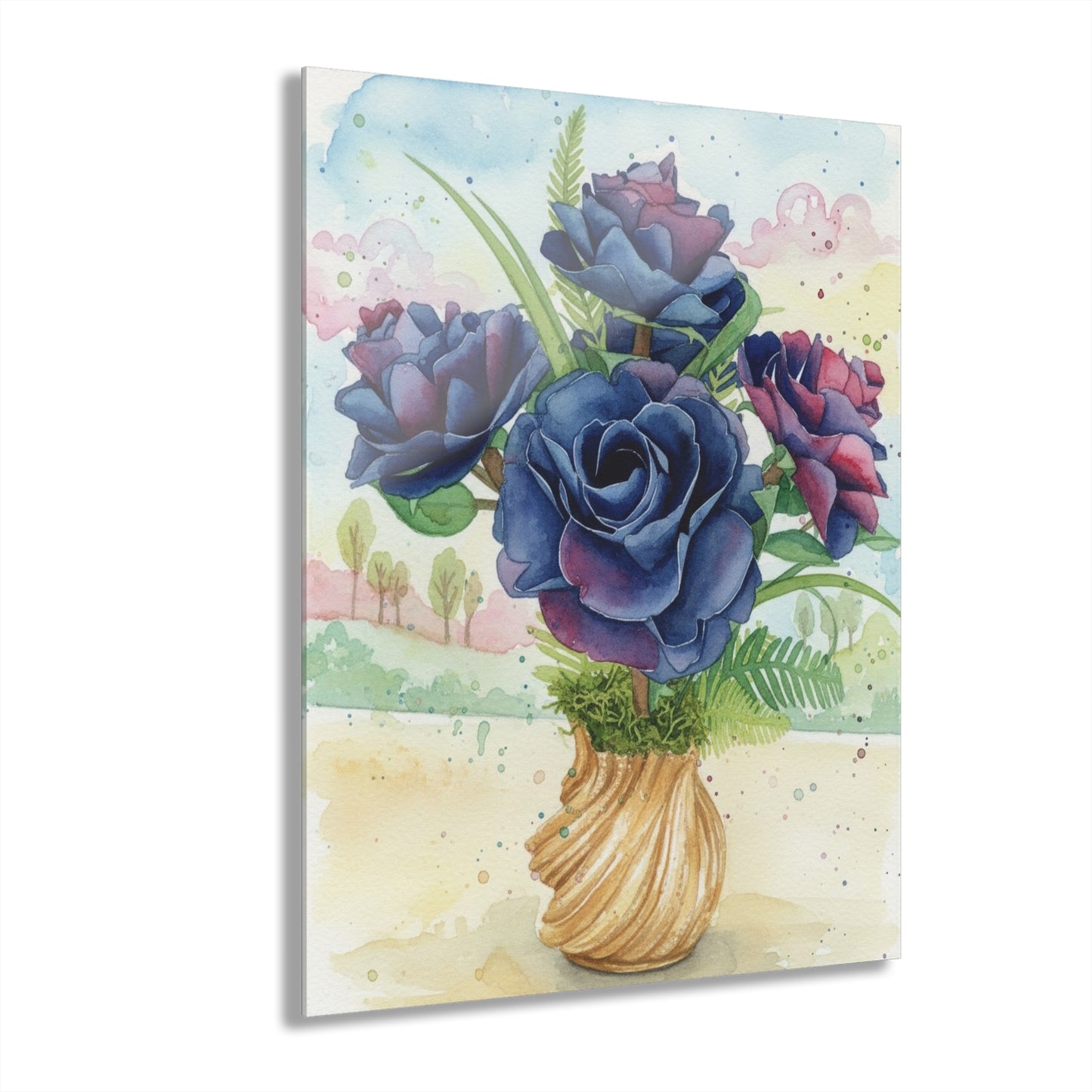 Acrylic Print — Black Roses Bouquet Wall Art (French Cleat Hanging)