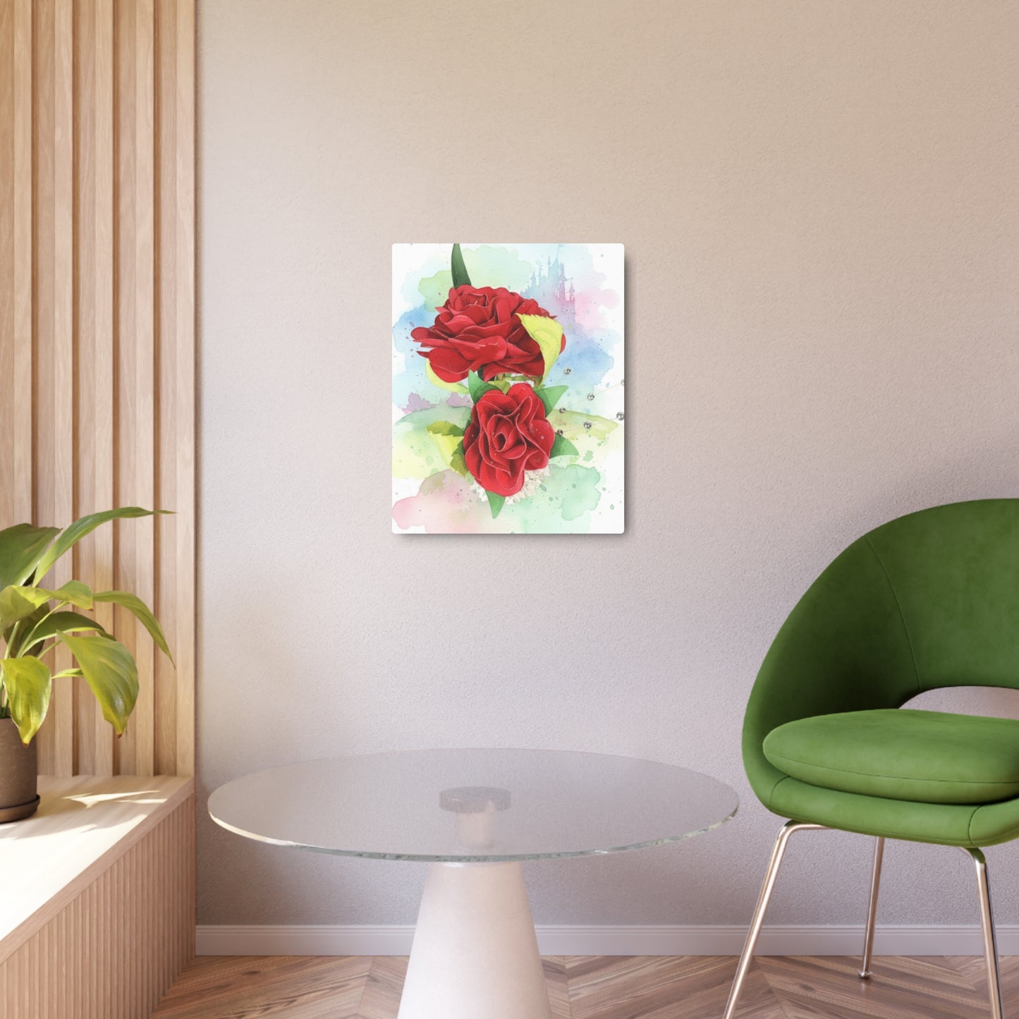 Metal Art Sign — Watercolor Red Roses Founder's Badge #16