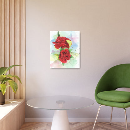 Metal Art Sign — Watercolor Red Roses Founder's Badge #16
