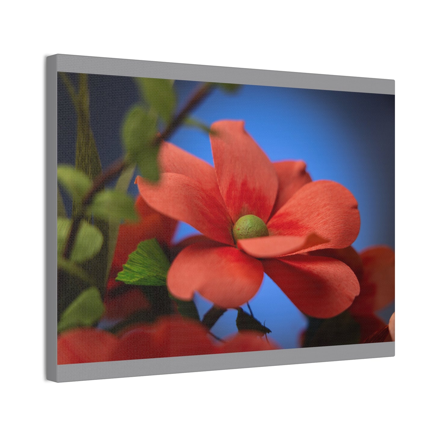 Canvas Art - Anemone in Dashing Red Colors, Handcrafted with Crepe Paper