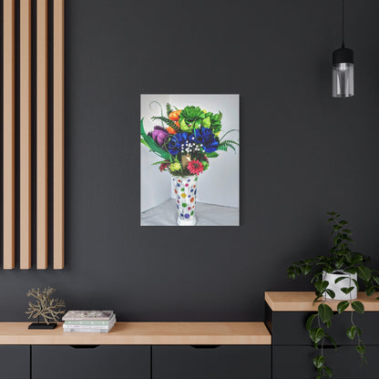 Canvas Print - Clown Colors and Assorted Flowers, Custom Paint Design