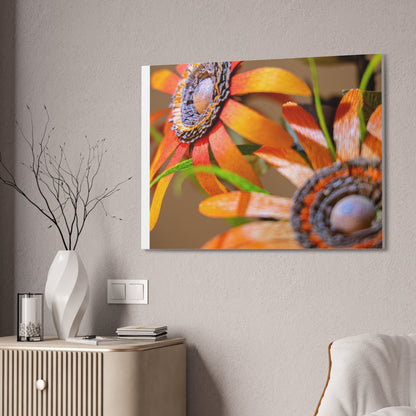 Canvas Stretched, Wall Art Orange Black Eyed Susan's Design