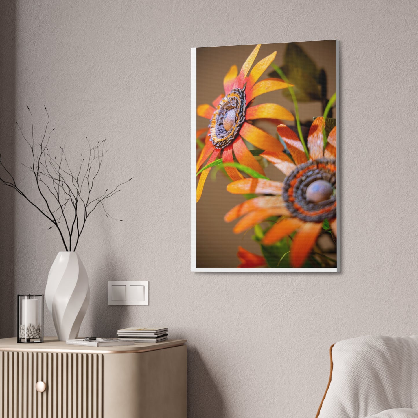 Canvas Stretched, Wall Art Orange Black Eyed Susan's Design