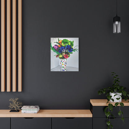 Canvas Print - Clown Colors and Assorted Flowers, Custom Paint Design