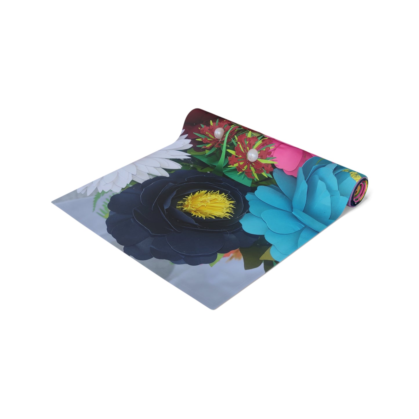 Floral Burst Cotton-Poly Table Runner — Colorful Garden Centerpiece
