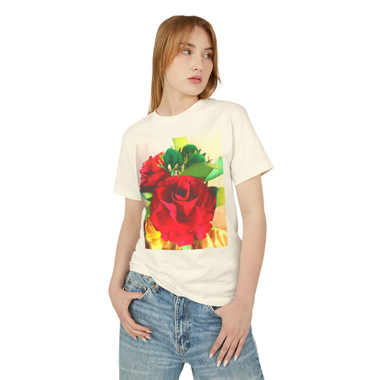 Unisex Garment-Dyed Heavyweight Cotton Tee with Roses