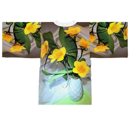 Kimono Robe - Yellow Plumerias Design