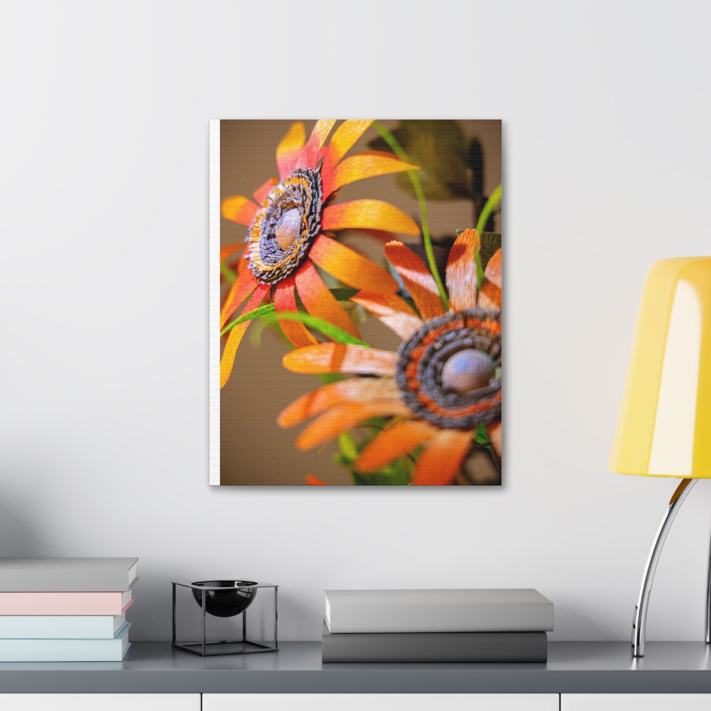 Canvas Stretched, Wall Art Orange Black Eyed Susan's Design