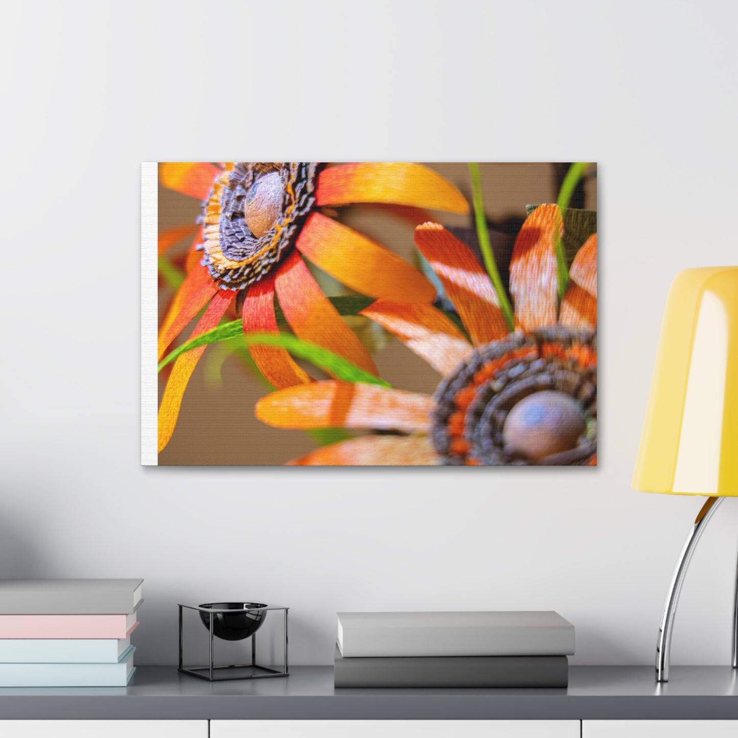 Canvas Stretched, Wall Art Orange Black Eyed Susan's Design