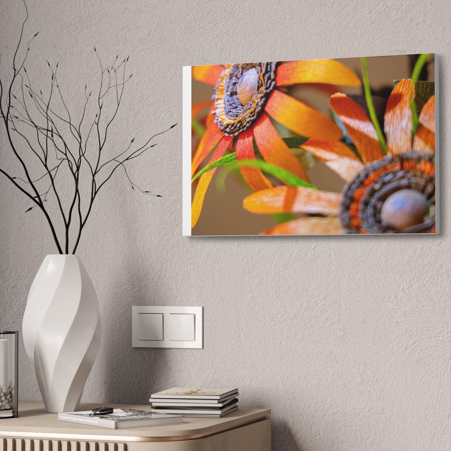 Canvas Stretched, Wall Art Orange Black Eyed Susan's Design