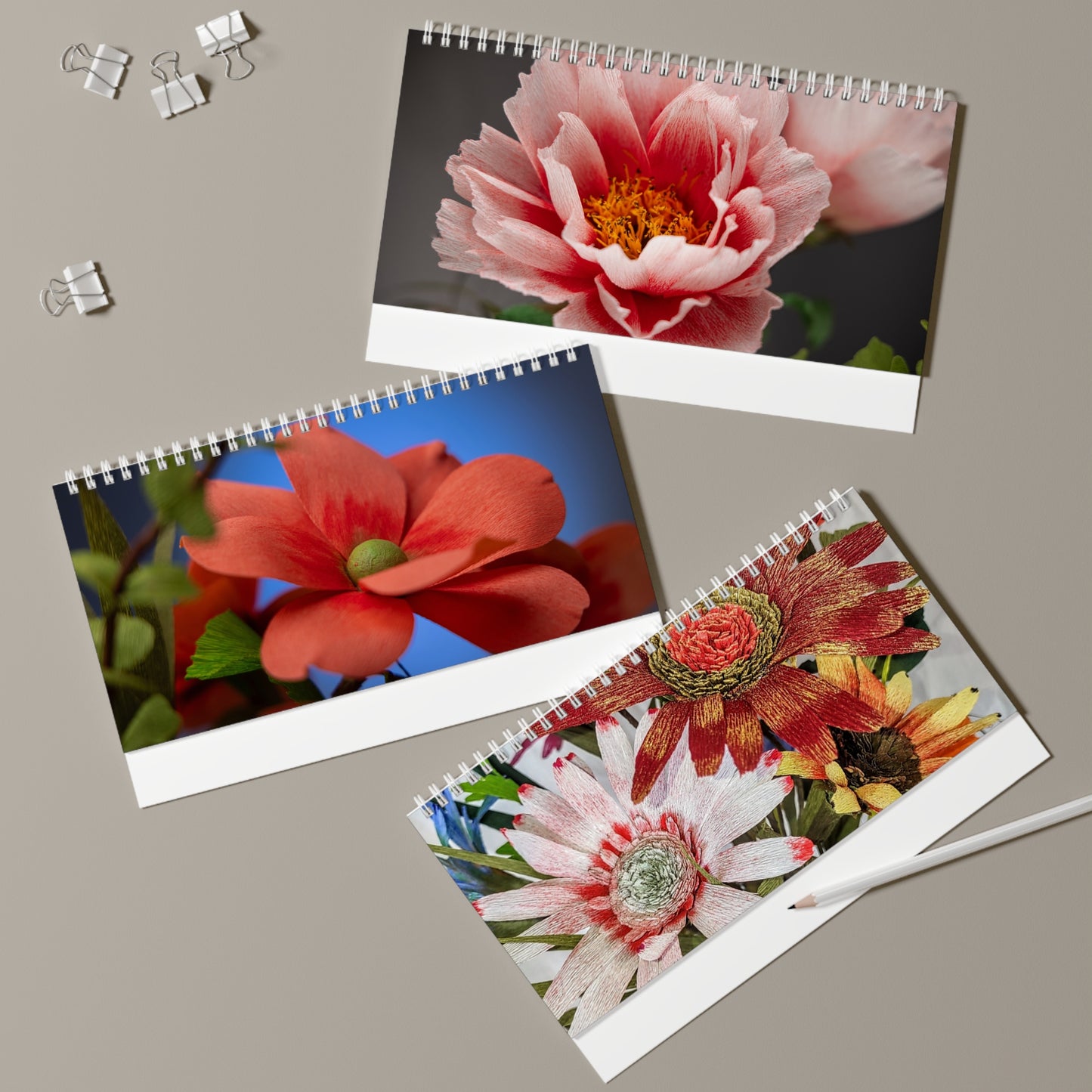 Desk Calendar - 12 month Calendar of Floral Arrangements Designed by tmax Designs 24