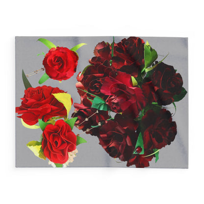 Fleece Blanket Bouquet of Ruby Red Roses Warm and Cozy Throw