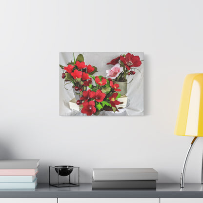 Canvas Wall Art - Plumerias and Cherries with a Anemones Bouquet