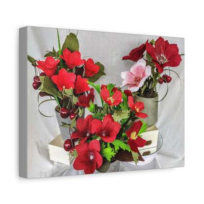 Canvas Wall Art - Plumerias and Cherries with a Anemones Bouquet