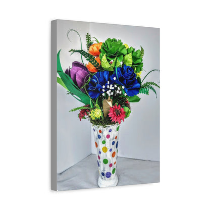 Canvas Print - Clown Colors and Assorted Flowers, Custom Paint Design