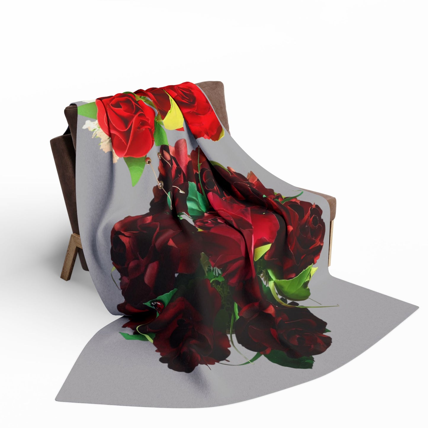 Fleece Blanket Bouquet of Ruby Red Roses Warm and Cozy Throw