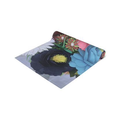 Floral Burst Cotton-Poly Table Runner — Colorful Garden Centerpiece