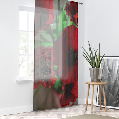 Window Curtain with Poppies