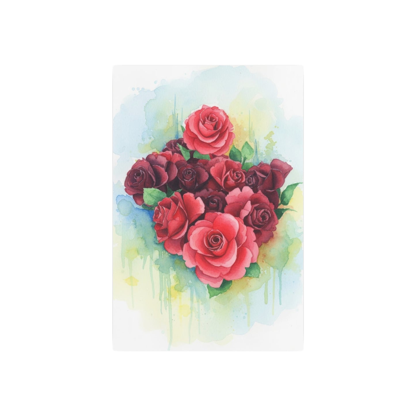 Metal Art Sign – Watercolor Red Rose Heart - Founder's Badge #37